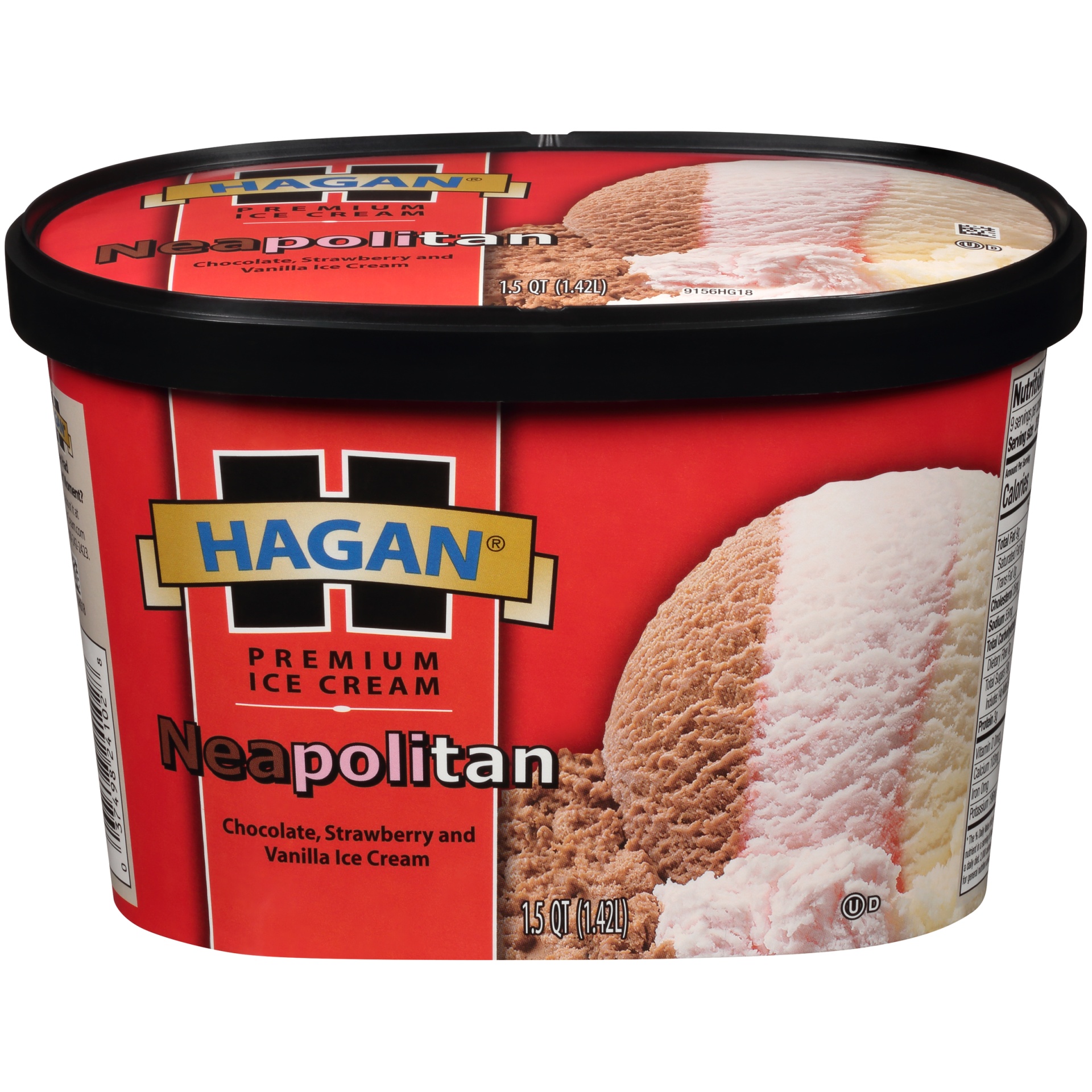 slide 1 of 7, Hagan Neapolitan Premium Ice Cream, 1.5 qt