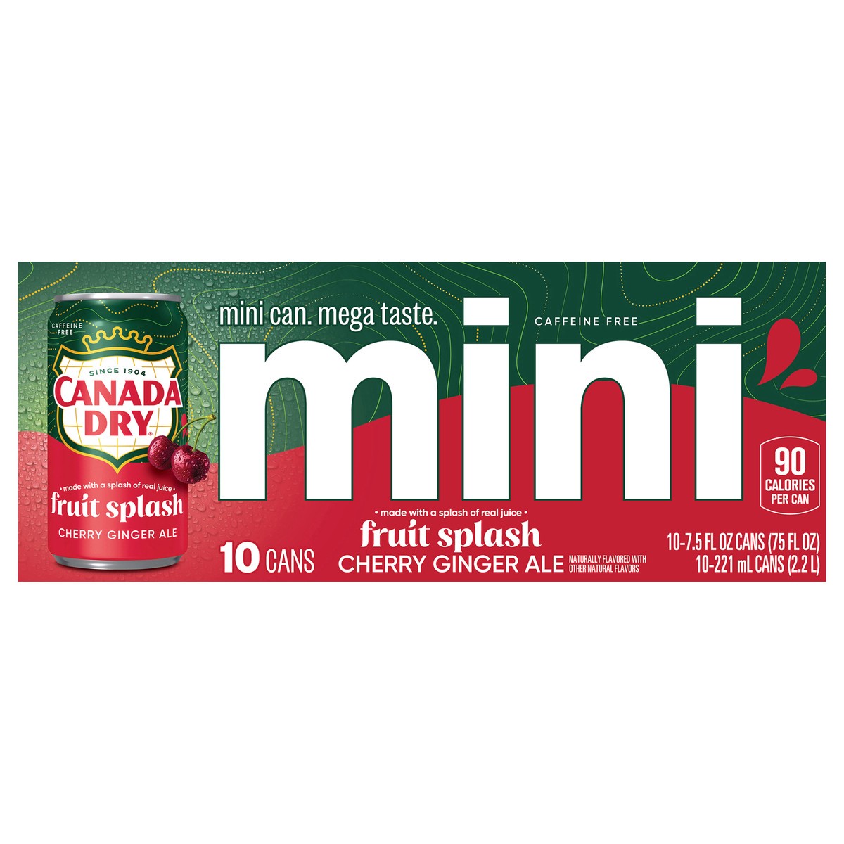 slide 1 of 12, Canada Dry Fruit Splash Cherry Ginger Ale Soda, 7.5 fl oz mini cans, 10 pack, 10 ct