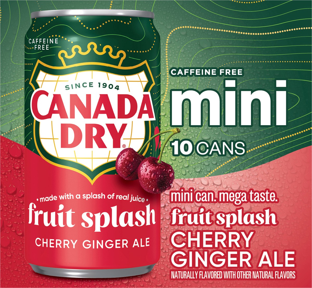 slide 3 of 12, Canada Dry Fruit Splash Cherry Ginger Ale Soda, 7.5 fl oz mini cans, 10 pack, 10 ct