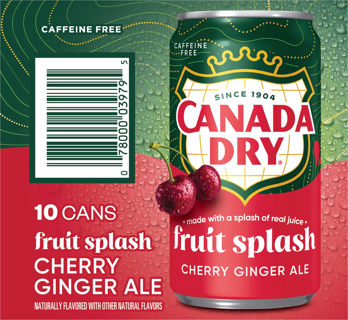 slide 12 of 12, Canada Dry Fruit Splash Cherry Ginger Ale Soda, 7.5 fl oz mini cans, 10 pack, 10 ct