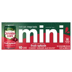 Canada Dry Fruit Splash Cherry Ginger Ale Soda, 7.5 fl oz mini cans, 10 pack