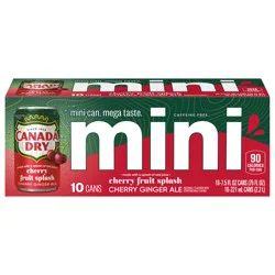 Canada Dry Fruit Splash Cherry Ginger Ale Soda, 7.5 fl oz mini cans, 10 pack