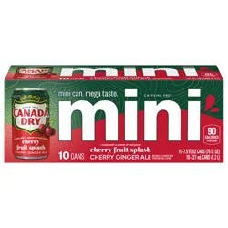 Canada Dry Fruit Splash Cherry Ginger Ale Soda, 7.5 fl oz mini cans, 10 pack