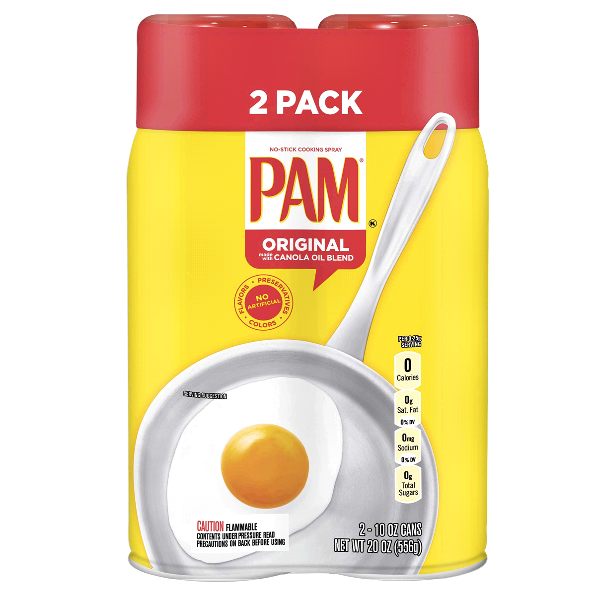 slide 1 of 5, Pam No-Stick Original Cooking Spray 2 Pack 2 - 10 oz Cans, 