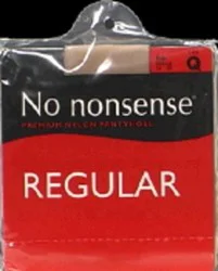No Nonsense Pantyhose, Regular, Nude, Reinforced Toe, Size Q