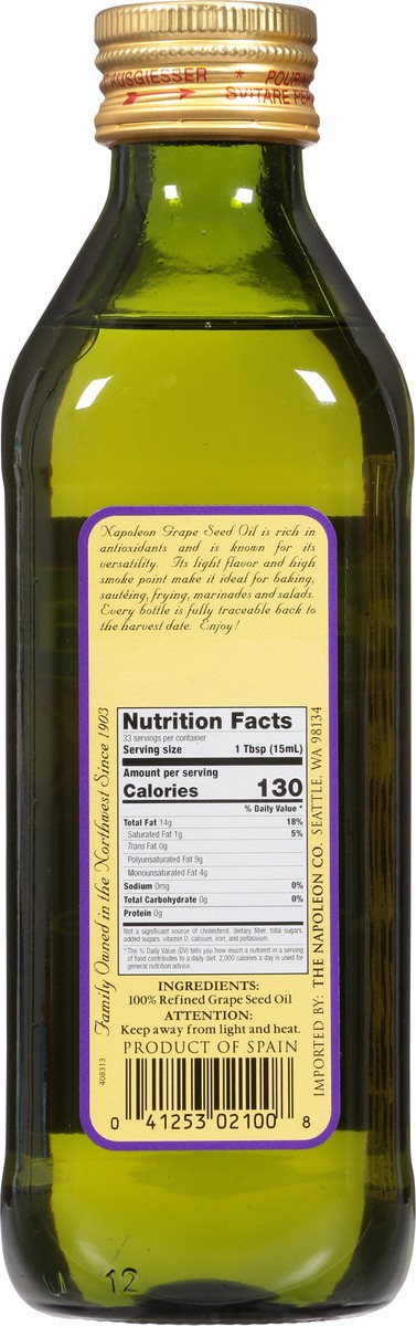 slide 4 of 13, Napoleon Grape Seed Oil 16.9 fl oz, 16.9 fl oz