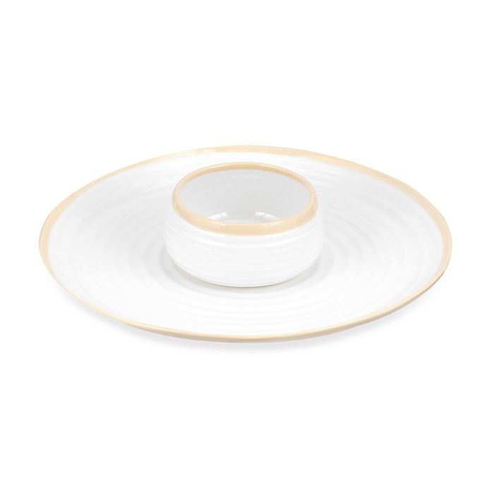 slide 1 of 1, Portmeirion Carnivale Chip and Dip Set - White and Biscuit, 12 in