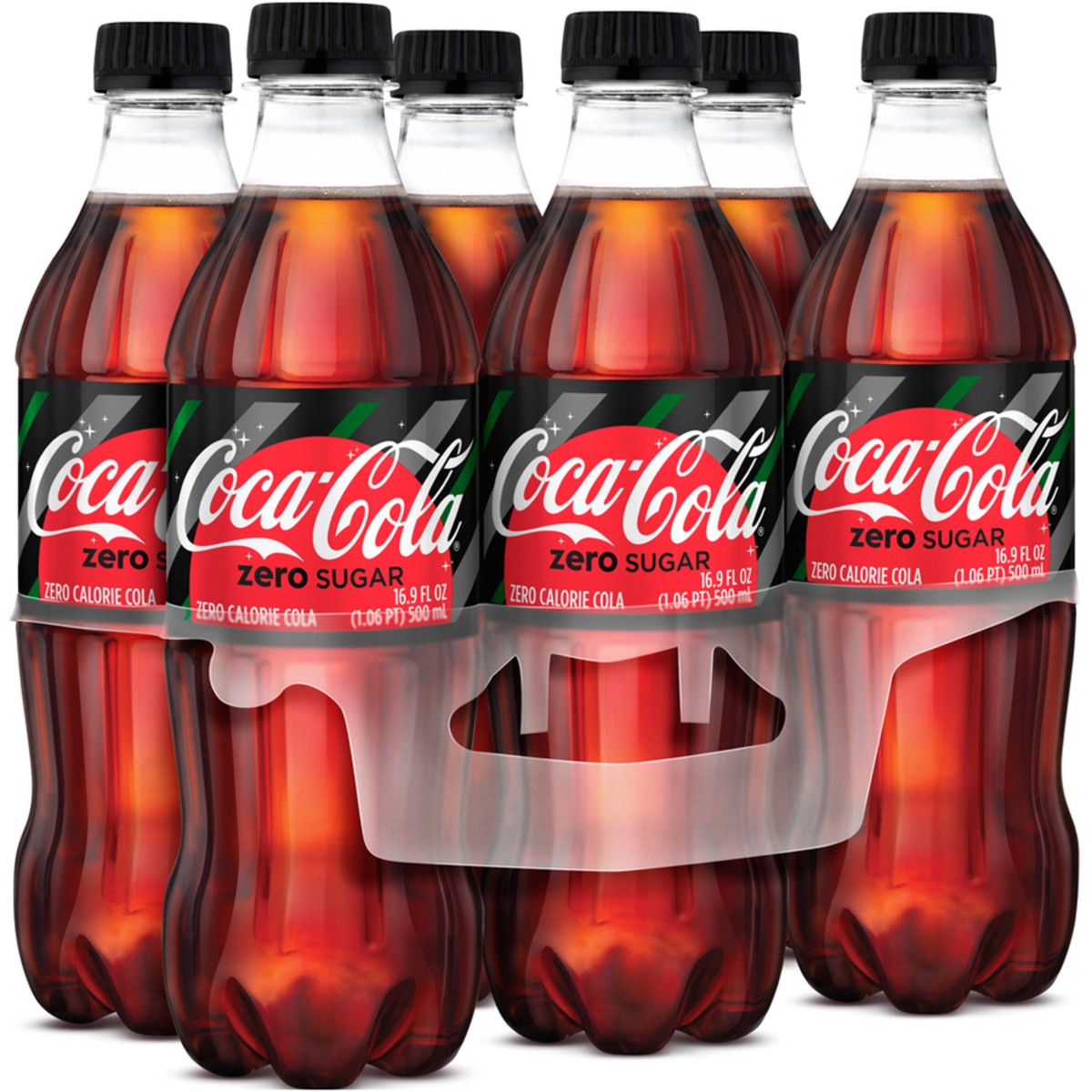 slide 6 of 8, Coke Zero Sugar Soda Bottles, 6 ct; 16.9 fl oz