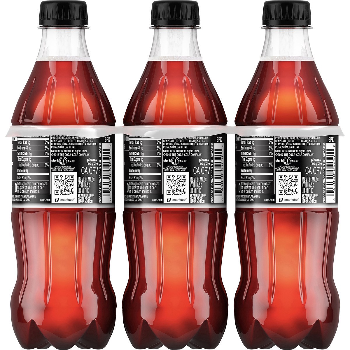 slide 7 of 8, Coca-Cola Zero Sugar Soda Soft Drink, 16.9 fl oz Bottles, 6 Pack, 6 ct; 16.9 fl oz