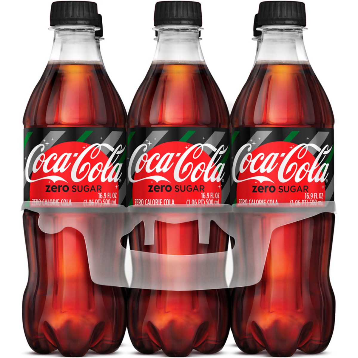 slide 1 of 8, Coke Zero Sugar Soda Bottles, 6 ct; 16.9 fl oz