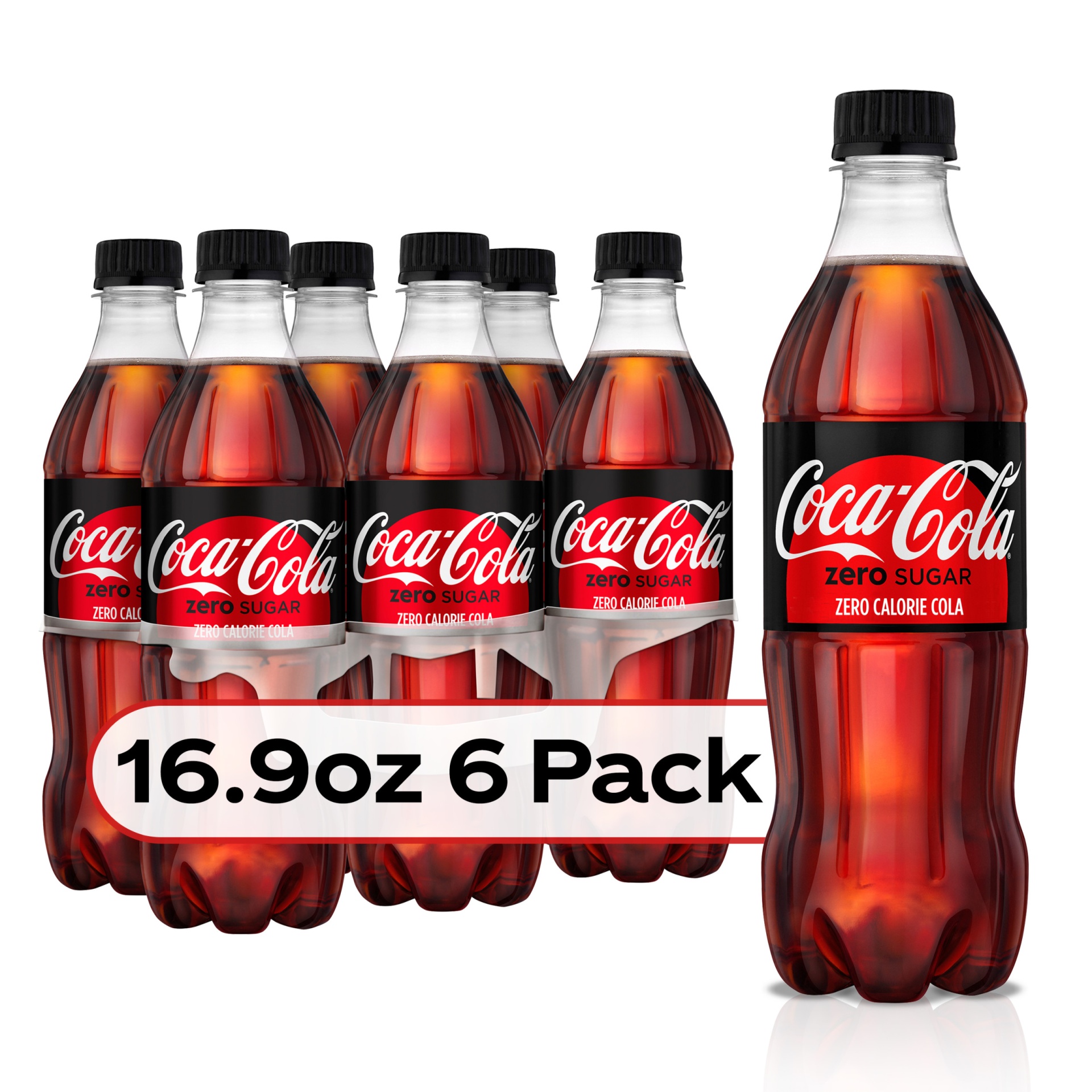 slide 1 of 8, Coca-Cola Zero Sugar Bottles, 6 ct; 16.9 fl oz