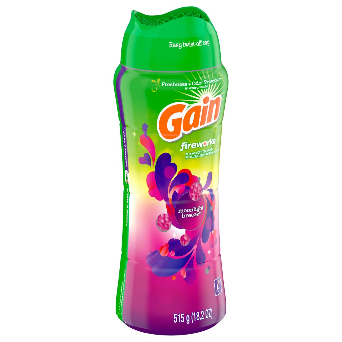 slide 6 of 7, Gain In-Wash Laundry Scent Booster, Moonlight Breeze Scent, 18.2 OZ, Fresh Extender + Odor Protection, 1.1 lb