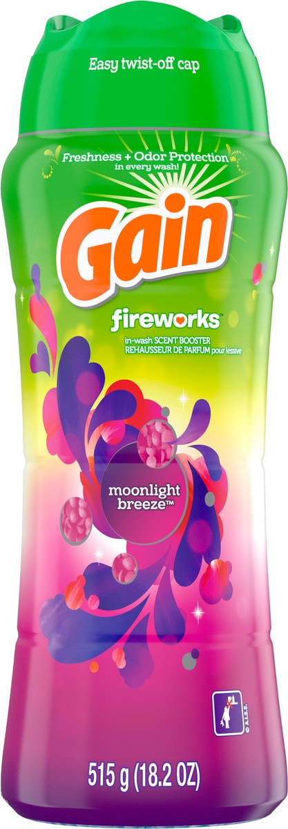 slide 3 of 7, Gain In-Wash Laundry Scent Booster, Moonlight Breeze Scent, 18.2 OZ, Fresh Extender + Odor Protection, 1.1 lb