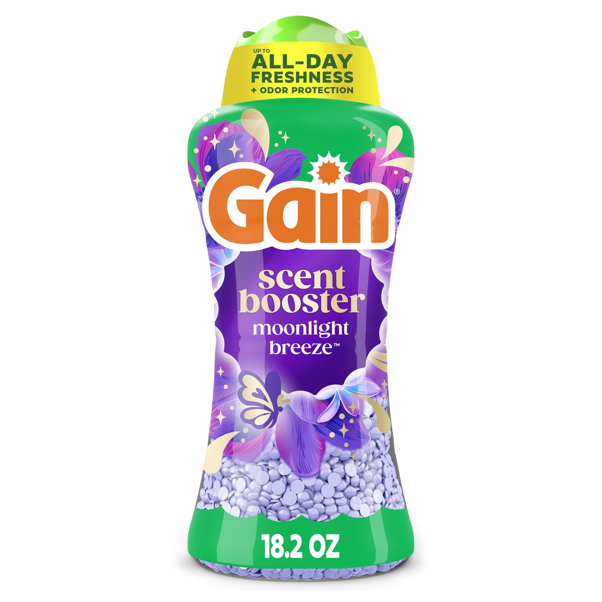 slide 1 of 7, Gain In-Wash Laundry Scent Booster, Moonlight Breeze Scent, 18.2 OZ, Fresh Extender + Odor Protection, 1.1 lb