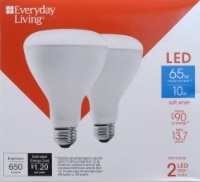 slide 1 of 1, Everyday Living Led 10-Watt (65-Watt) Soft White Br30 Light Bulbs - 2 Pack, 2 ct