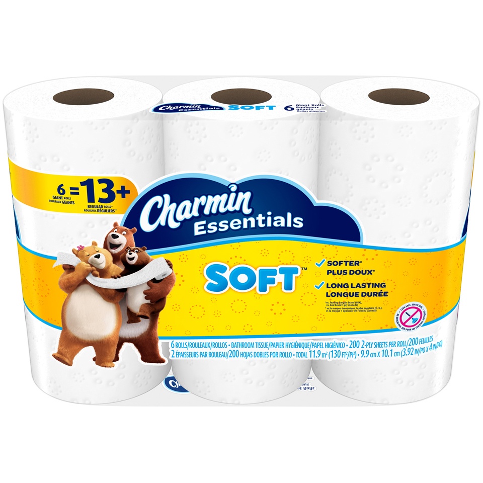 slide 1 of 1, Charmin Essentials Soft Toilet Paper, 6 ct