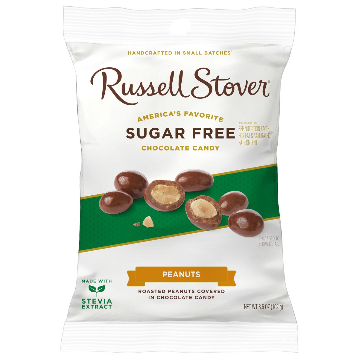 slide 1 of 3, RUSSELL STOVER Sugar Free Chocolate Candy Covered Peanuts, 3.6 oz. bag, 3.6 oz