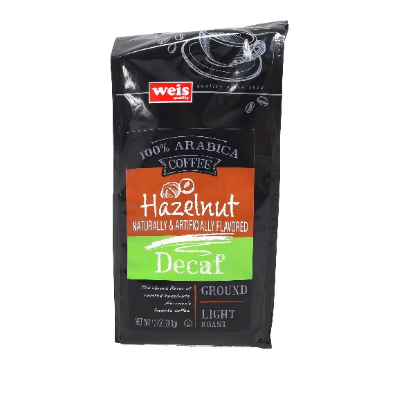 slide 1 of 6, Weis Quality 100% Arabica Light Roast Hazelnut Creme Decaf Ground Coffee - 10 oz, 10 oz