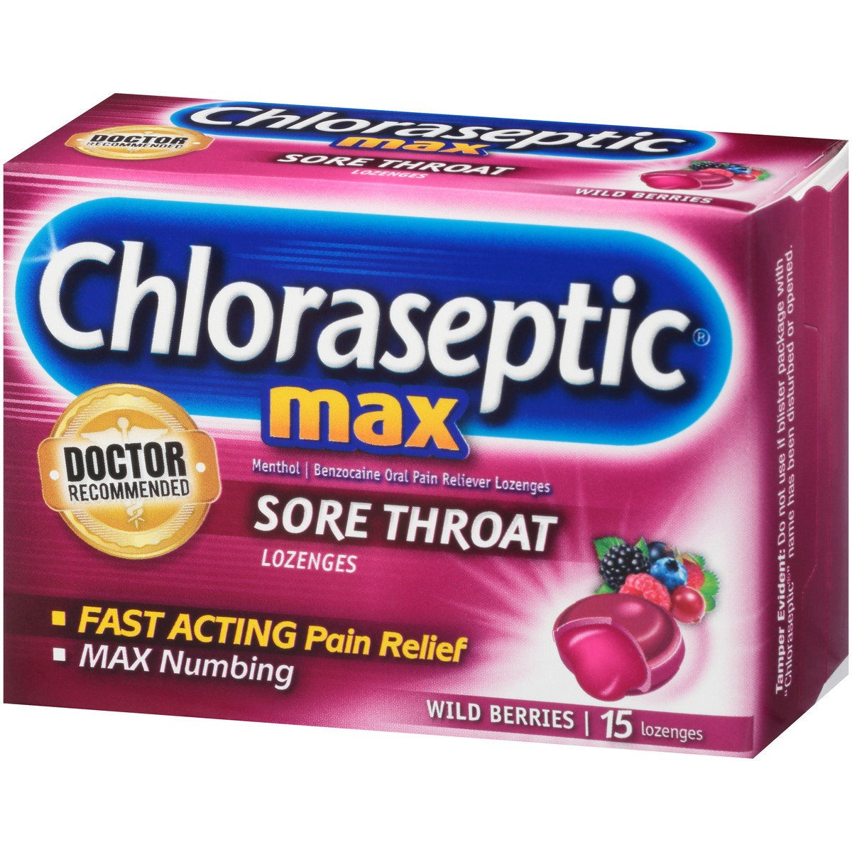 slide 2 of 10, Chloraseptic Max Strength Sore Throat Lozenges, Wild Berries Flavor Throat Remedy, 15 Count, 15 ct