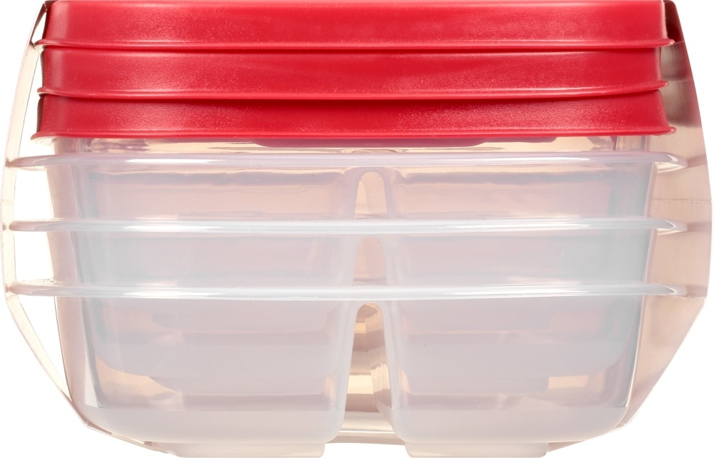 slide 1 of 1, Rubbermaid Easy Find Lids Meal Prep Rectangular Food Storage Containers - 6 Pack - Clear/Red, 5.1 c