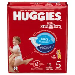 Huggies Little Snugglers Baby Diapers, Size 5 (27+ lbs), 19 Ct