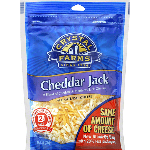 slide 1 of 1, Crystal Farms All Natural Cheddar Jack Shredded Cheese, 8 oz