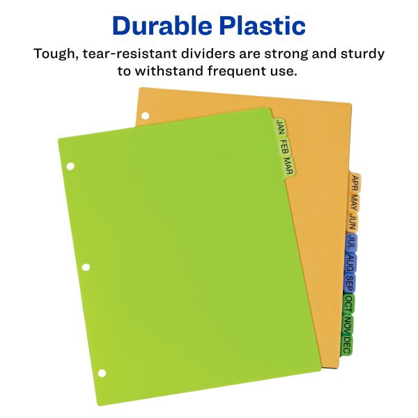 slide 5 of 7, Avery Preprinted Tab Dividers, Jan-Dec Tabs, Assorted Colors, 1 ct