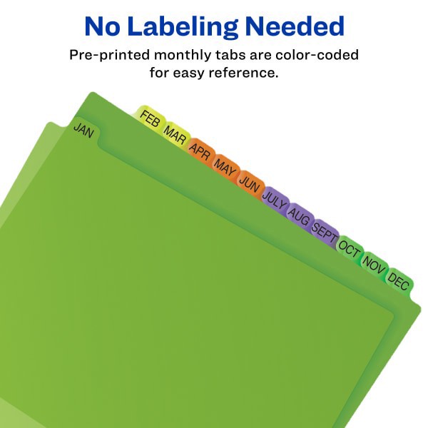 slide 6 of 7, Avery Preprinted Tab Dividers, Jan-Dec Tabs, Assorted Colors, 1 ct