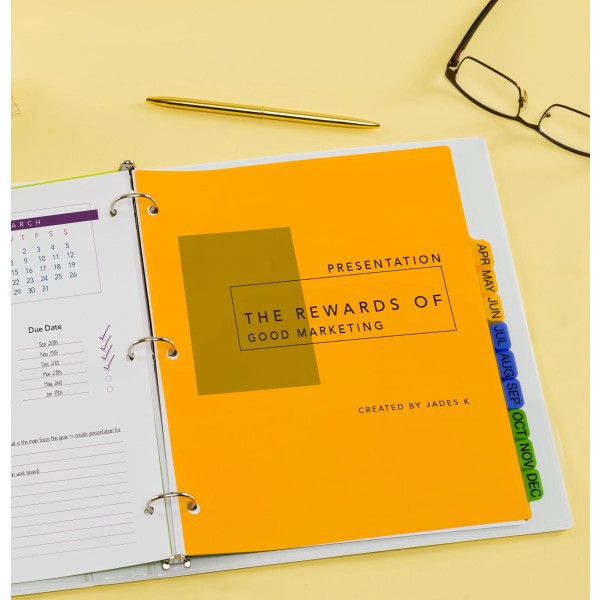 slide 2 of 7, Avery Preprinted Tab Dividers, Jan-Dec Tabs, Assorted Colors, 1 ct