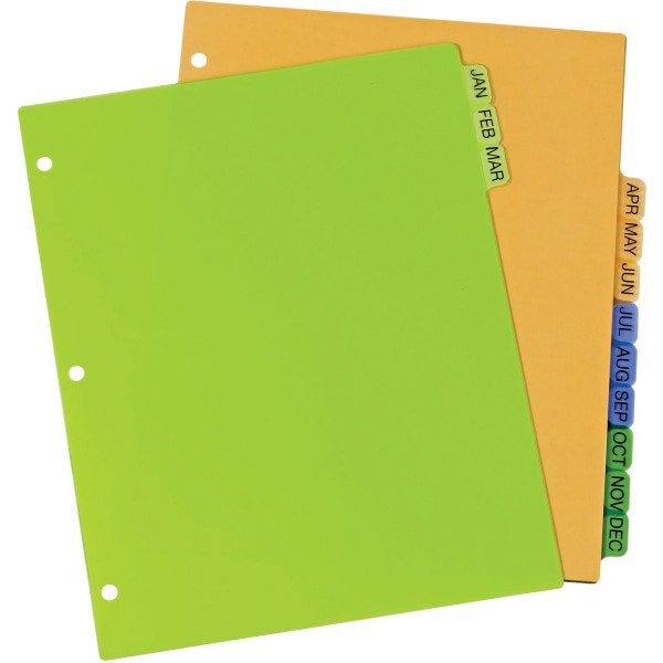 slide 4 of 7, Avery Preprinted Tab Dividers, Jan-Dec Tabs, Assorted Colors, 1 ct