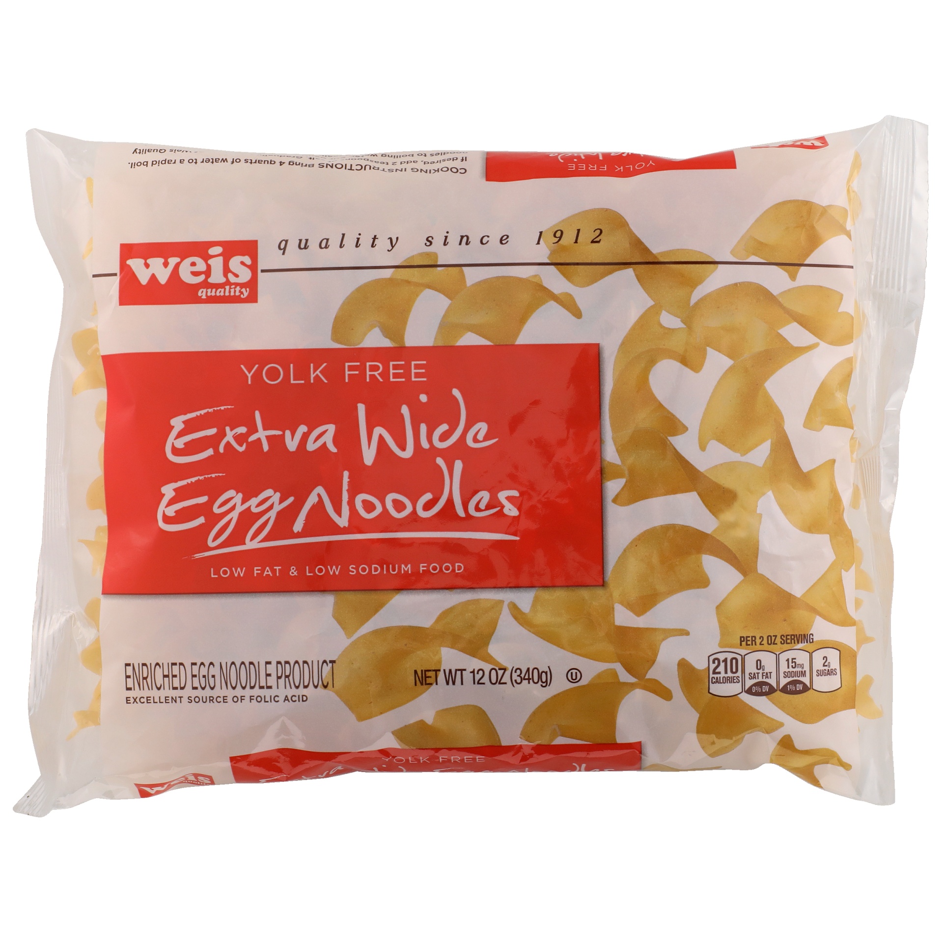 slide 1 of 6, Weis Quality Yolk Free Extra Wide Egg Noodles Pasta, 12 oz