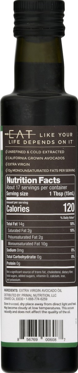 slide 7 of 9, Primal Kitchen California Extra Virgin Avocado Oil 8.45 fl oz, 8.5 oz