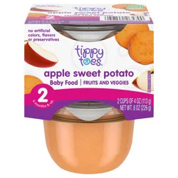 Tippy Toes 2 (6 Months & Up) Apple Sweet Potato Baby Food 2 x 4 oz Cups
