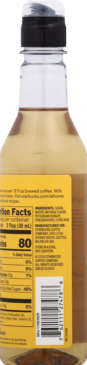 slide 4 of 6, Starbucks Naturally Flavored Vanilla Coffee Syrup, 1 bottle of 12.7 fl. oz. (360 mL), 12.17 oz