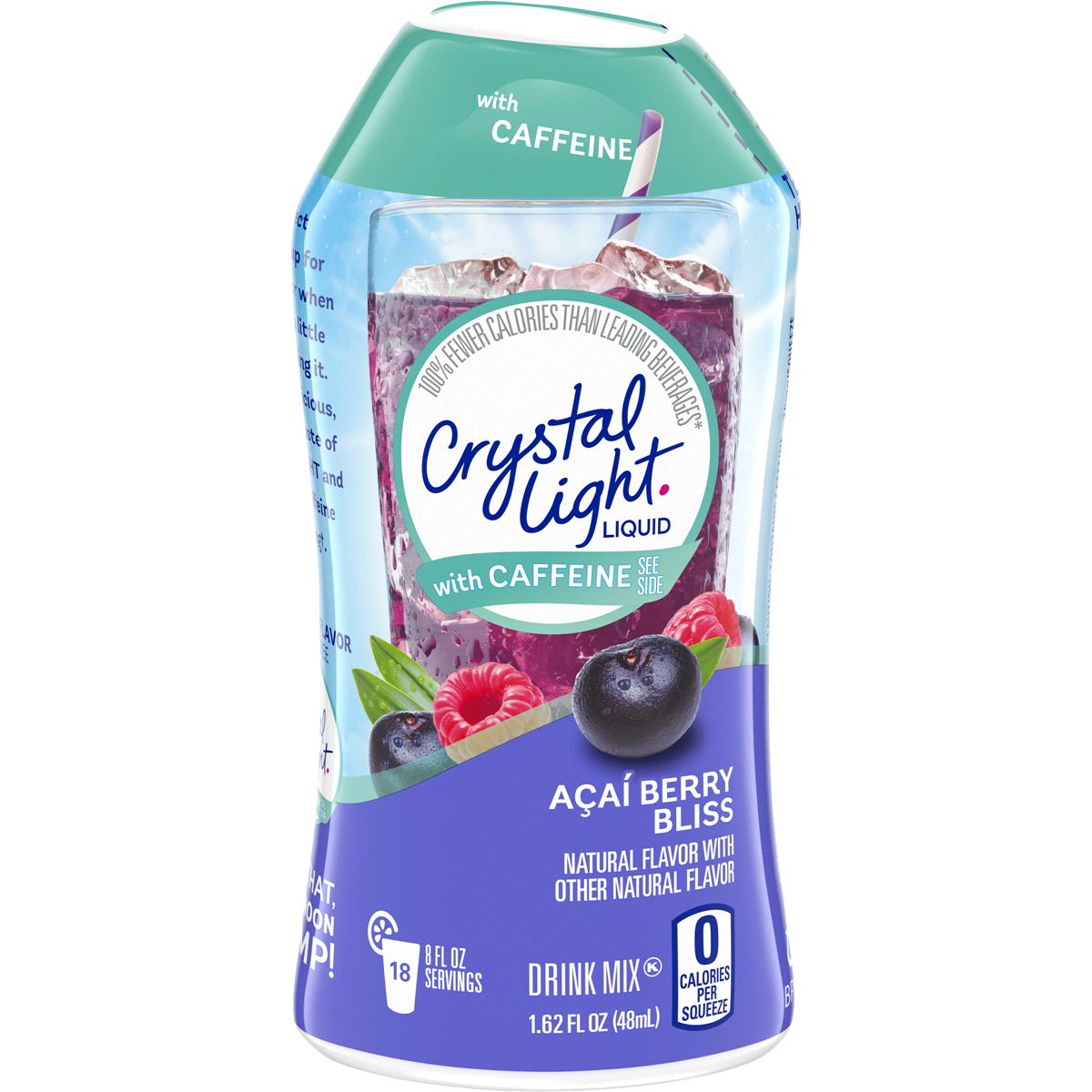 slide 1 of 1, Crystal Light Caffeine Acai Berry Bliss Liquid Drink Mix, 1.62 fl oz