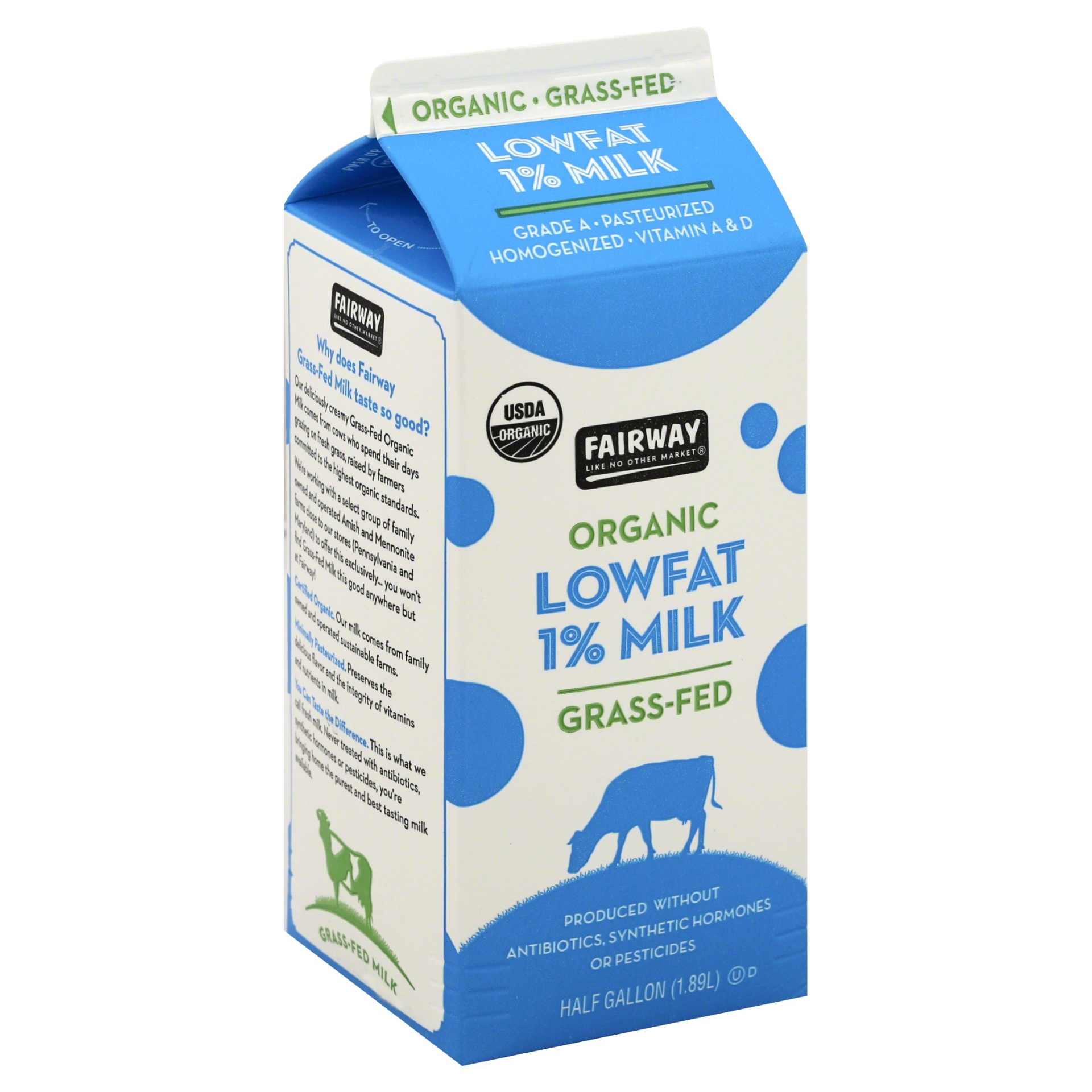 slide 1 of 1, Fairway Organic 1% Milk, 64 fl oz