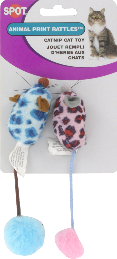 slide 1 of 1, SPOT Ethical Pet Animal Print Rattle Cat Toys, 4 ct