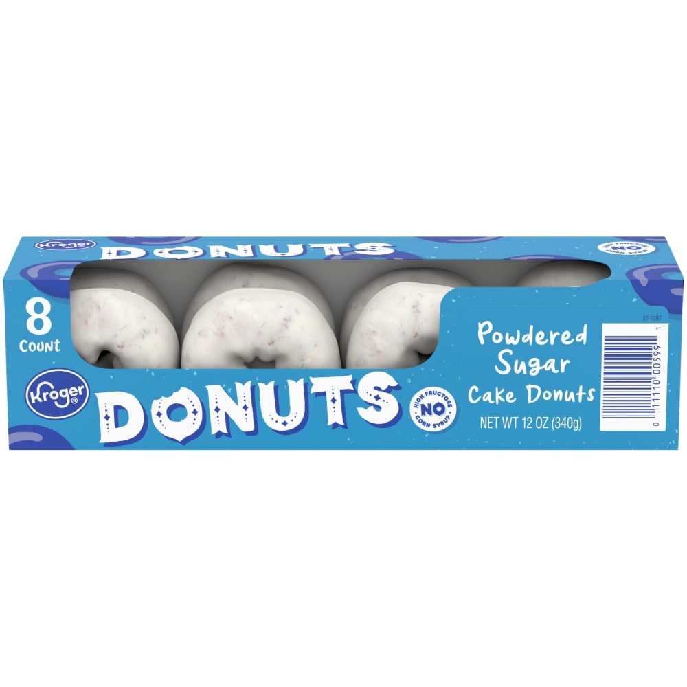 slide 1 of 1, Kroger Powder Sugar Cake Donuts, 12 ct