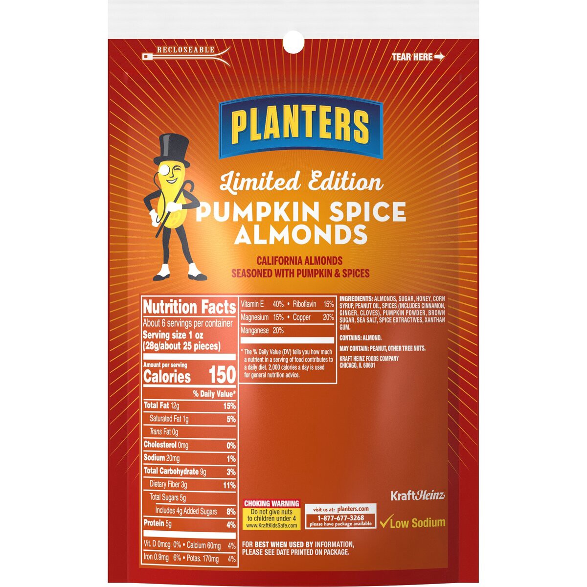 slide 8 of 8, Planters Limited Edition Pumpkin Spice Almonds, 6 oz Bag, 6 oz