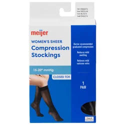 Meijer Women's Sheer Compression, Black, Medium, 1 Pr