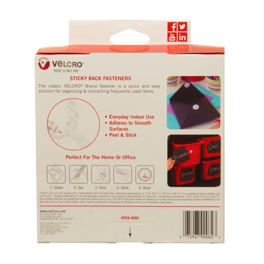 slide 3 of 4, Velcro Brand Sticky Back Fasteners, 3/4" X 15', White, 15 ft x 0.75 in