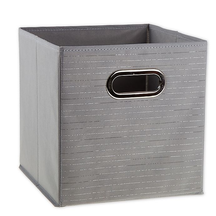 slide 1 of 1, Relaxed Living Silver Foil Square Collapsible Storage Bin, 11 in