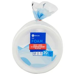 SE Grocers Plates Foam Deep Dish 3 Compartment - 20 CT