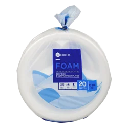 SE Grocers Plates Foam Deep Dish 3 Compartment - 20 CT