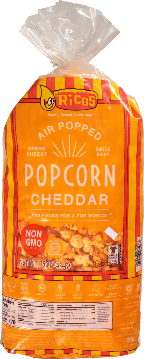 slide 1 of 12, Rico's Air Popped Cheddar Popcorn 16 oz, 16 oz