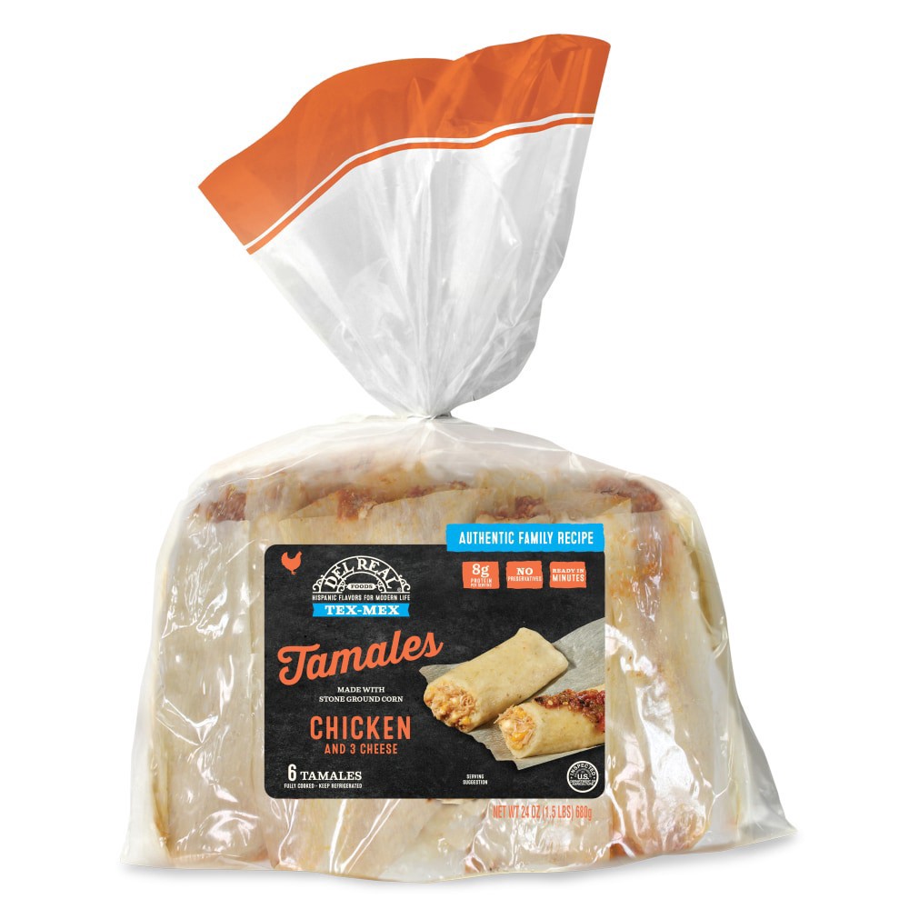slide 2 of 2, Del Real Foods Chicken And Cheese Tamales, 24 oz