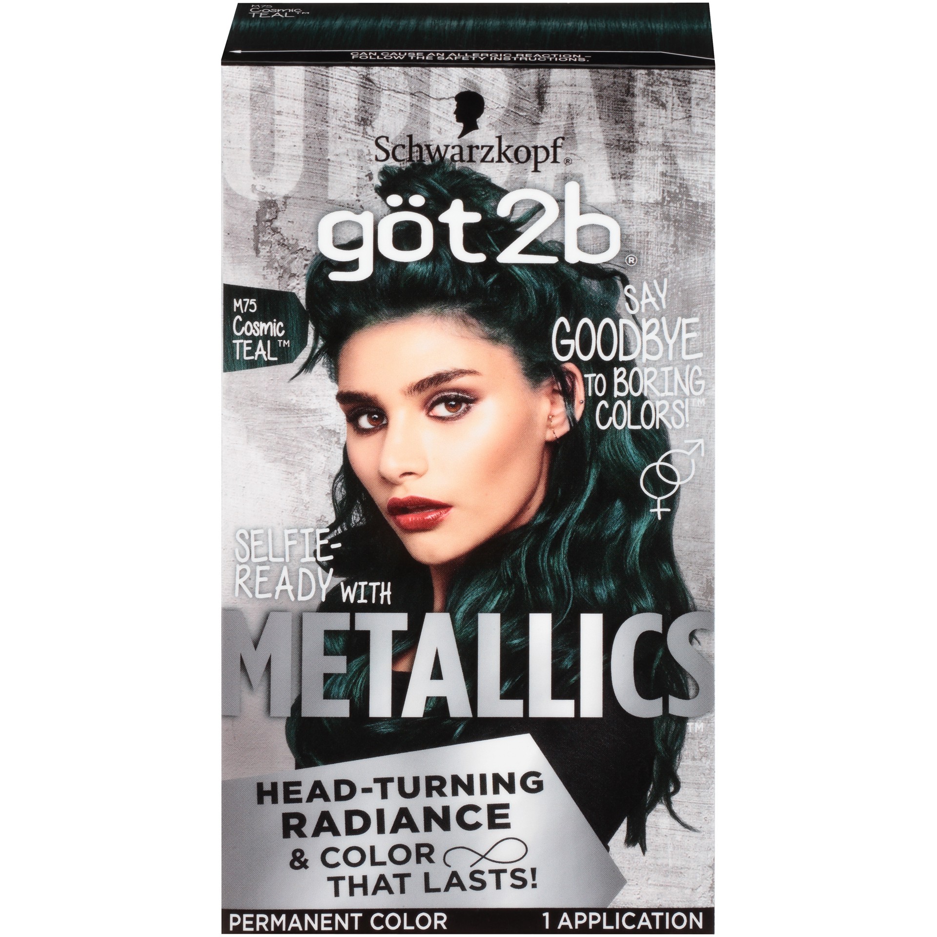 slide 3 of 4, göt2b Metallics Permanent Hair Color, M75 Cosmic Teal, 4.80 fl oz