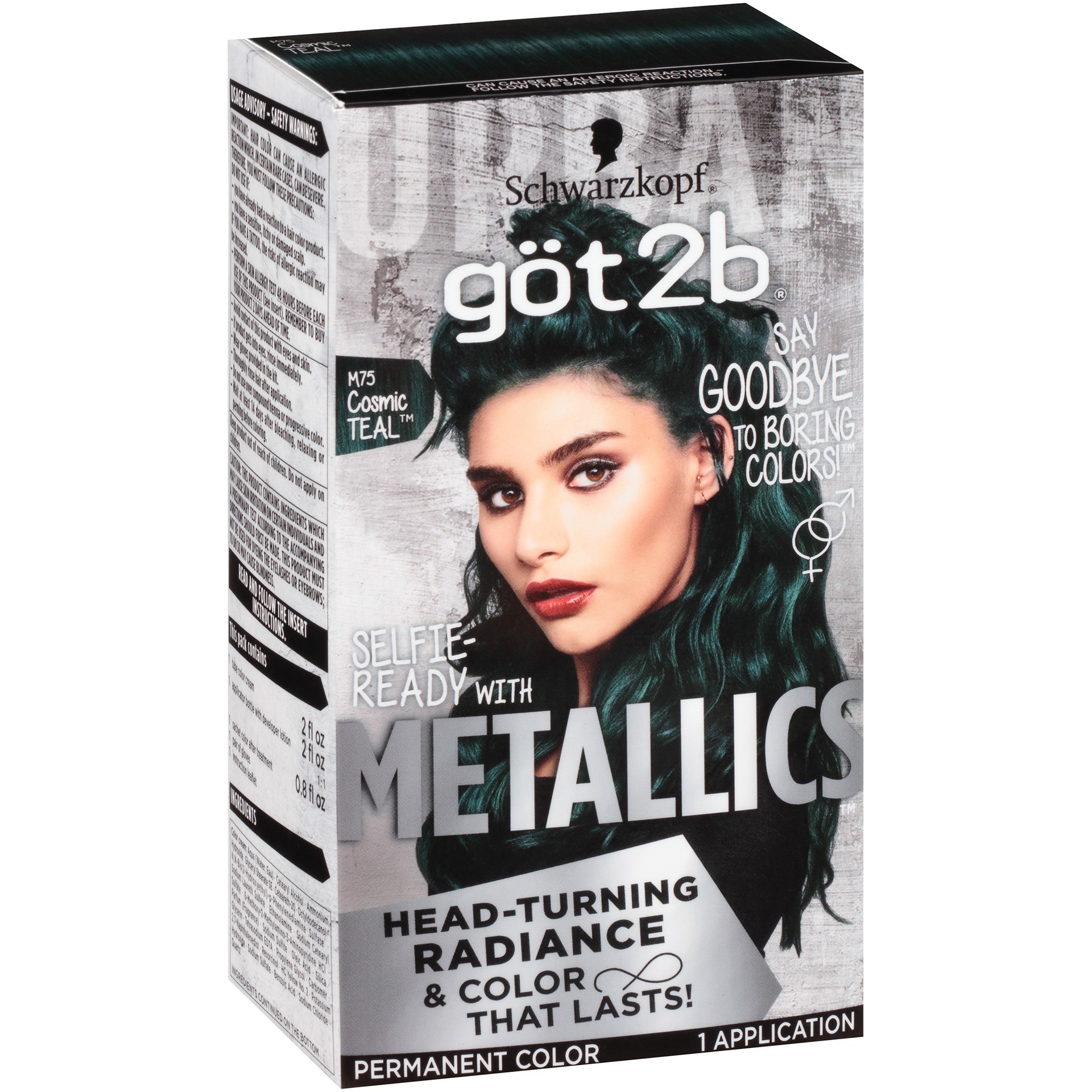 slide 4 of 4, göt2b Metallics Permanent Hair Color, M75 Cosmic Teal, 4.80 fl oz