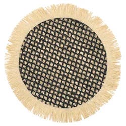 Room & Retreat Round Placemat Raffia Lattice Black, 15 in