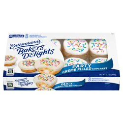 Entenmann's Party Creme Filled Cupcakes, 8 packs, Sugar Cupcakes, 12.7 oz Box
